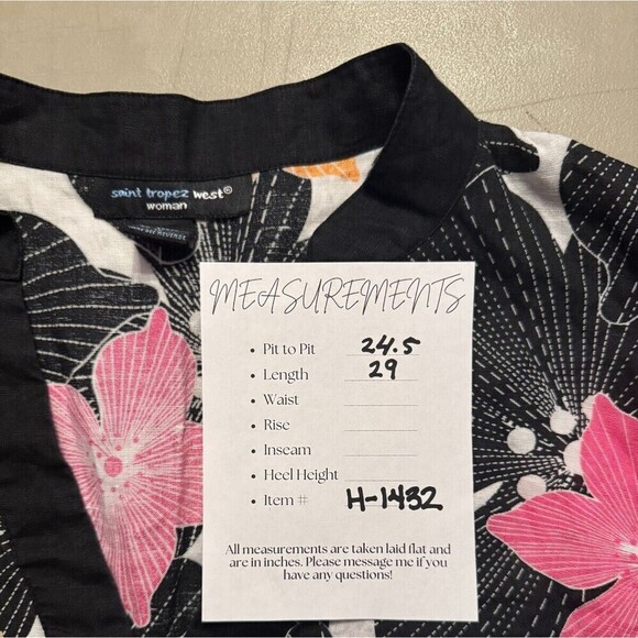 2/$30 Saint Tropez West 100% Linen Tunic Top Size 1X Hawaiian Resortwear Beach - Picture 3 of 11